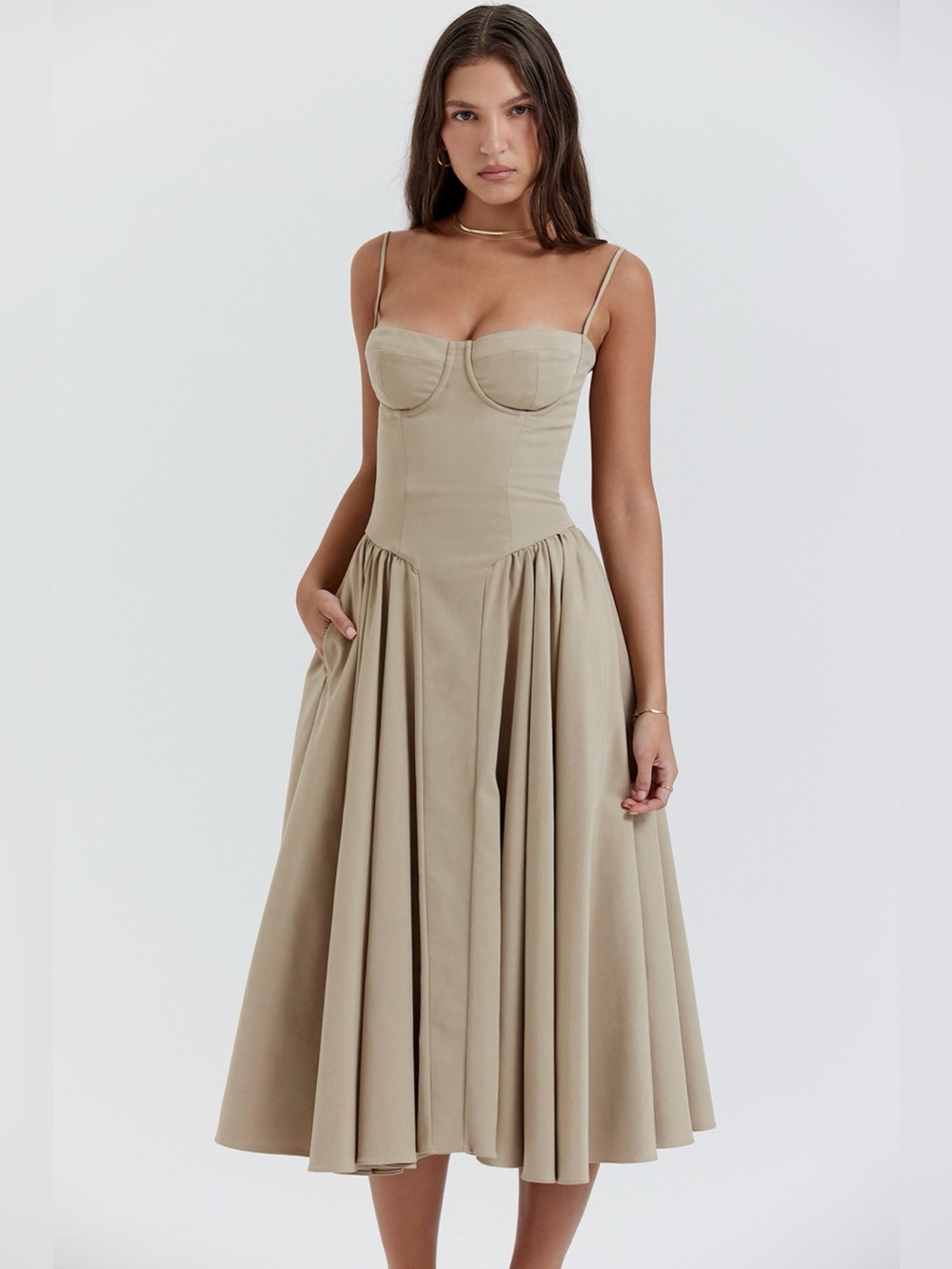 Samaria Corset Fit & Flare Dress Elm